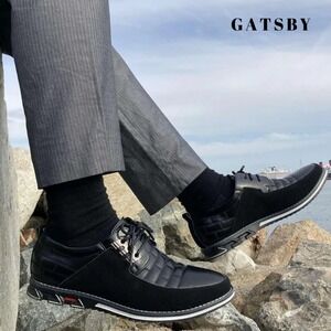 Gatsby Black Leather Oxford Derby Shoes Mens 9 Comfort Casual Dress Trendy